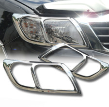 FOR TOYOTA HILUX 2011-2016 CHROME FRONT HEAD LIGHT LAMP COVERS TRIMS SURROUND UK