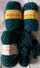 Vintage PATONS MOORLAND DK Wool in Green / Blue / Black