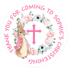 48 Personalised Christening Baptism Stickers Pink or Blue  40mm Labels