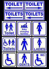 TOILET / TOILETS signs or stickers ladies gents accessible baby change arrow 