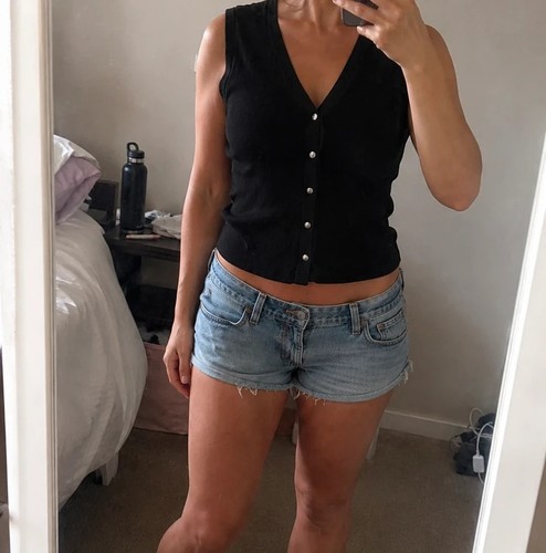 Zara black sleeveless - black, button