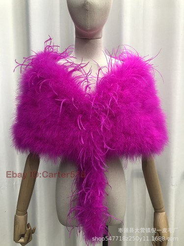 Lady ostrich feather fur shawl - ostrich,