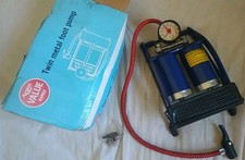Argos Twin Metal Foot Pump Blue Boxed New Unused 