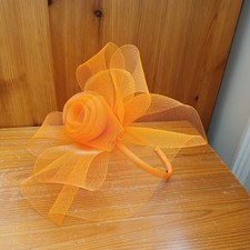 bright orange net flower Fascinator  headband  Wedding Royal Ascot Race medium  