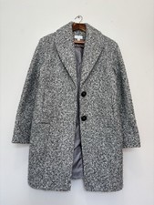Topshop Grey Teddy Coat 10 38 Curly Boucle Pockets Smart Cocoon Mid Length Chic