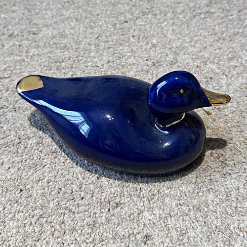 Blue ceramic duck - blue,