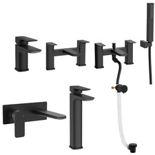 Matt Black Basin Bath Filler Tap Waste Clicker Plug Solid Brass Shower Premium