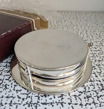 Vintage Retro Silver Plated Etched Engraved Pattern Drinks Coasters Set Stand