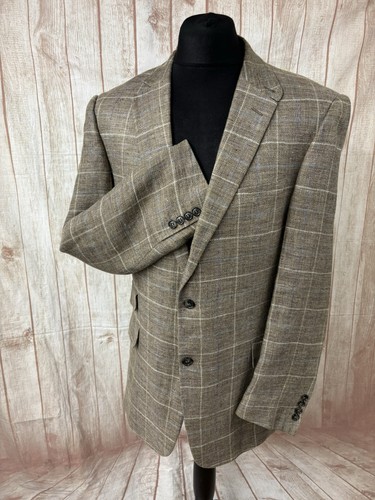 Linen tweed beige blue - tweed,