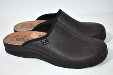 Fly Flot Mens Clogs Mules Slippers Brown Leather Anti-Shock Italy UK 9 EU 43