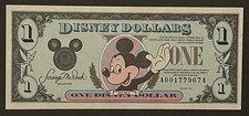Vintage Disney World Disney Dollar $1 Series 1991 Mickey Mouse