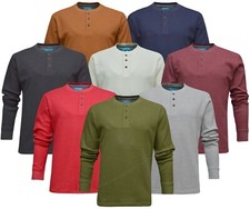Mens Henley Jumper Top Plain