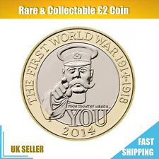 £2 Coin Lord Kitchener  2014 Outbreak Writing Upside Down Tails Side Up