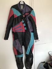 Vintage Uvex Motorcycle -Bike Full One Piece Race Leathers Size Large.