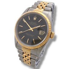 Rolex Datejust 16233 36mm Steel & Gold Factory Black Baton Dial Box & Papers