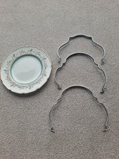 3 Vintage Metal Cake Plate Holders With Royal Doulton Prelude 21cm Plate