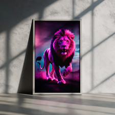 Epic Fluorescent Lion Wall Art