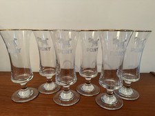 6 x Vintage Pony Glasses Clear Etched 14cm Tall In VGC No Chips Or Cracks