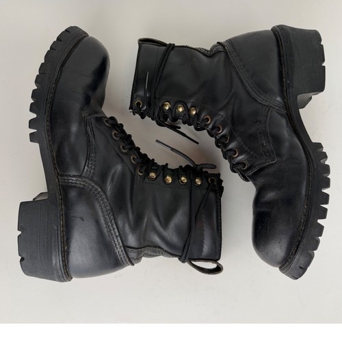 Mens black leather logger - mens, work