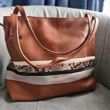 Radley  Leather Tote Shopper Shoulder Bag Tote Brown Stripe Large Handbag 