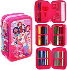 Disney Princess Zip Stationery Filled Pencil Case (45 pcs) School Kids Gift Set