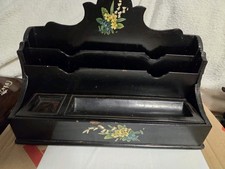 19th Century Meija Japanese Papier Mache Stationary Box/Letter Rack/Desktop Tidy