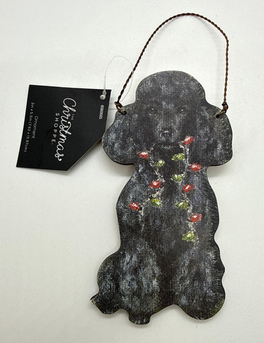 Black poodle dog christmas - black,