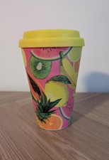 Eco Travel Reusable Coffee Cup Bamboo Mug 470ml Talking Tables - Tropical fruit