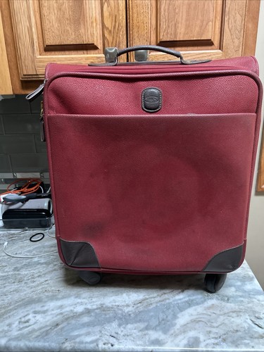 Brics red leather suitcase - red,