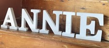 Vintage Letters A. N. N. I. E. White Wooden 12 Cms Tall 1 Cm Thick
