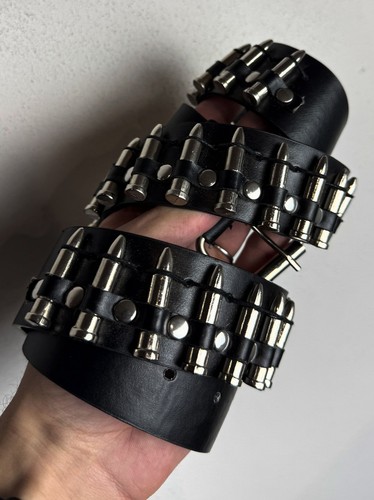Bullet belt black leather - belt,