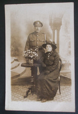 WW1 RPPC BRITISH SOLDIER ROYAL FUSILIER CAP BADGE WITH WIFE FUSILIERS