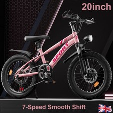 20" Wheels Kids Bike 7-Speed Gears Girls Pink Bicycle Cycling Outdoor Disc Brake