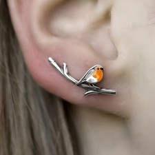 Silver Robin Bird Stud