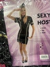 Sexy Air Hostess Ladies Fancy Dress Halloween Costume New Large 12-14