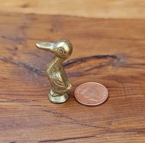 Vintage miniature brass duck - vintage,