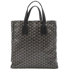 GOYARD Sac Voltaire Tote Bag Handbag Herringbone Leather Black