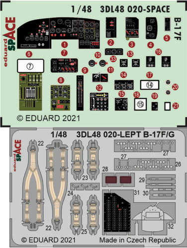 Eduard 3dl48020 b 17f - 1:48, b-17f