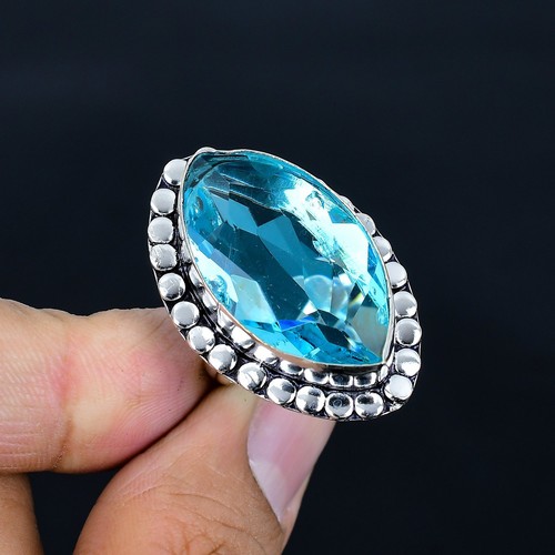 Swiss blue topaz handmade 925 - blue,