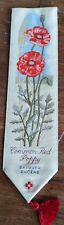 Cash's Common Red Poppy ?️ Silk Embroidery Woven Bookmark VGC! C42