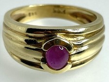 Vintage 14ct Yellow Gold Oval Pink Ruby 0.47cts Cabochon Solitaire Ring 5.3g 'N'