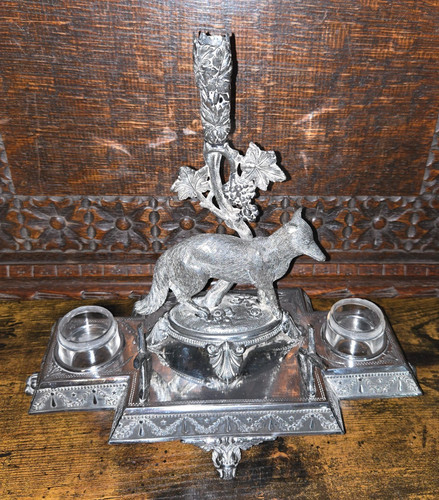 Antique silver plated fox - antique,