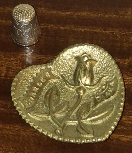 Solid silver thimble and brass - solid,