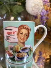 Portmerion Kellogg’s Vintage  Quick K Mug Green Background Lady Holding Tray T20