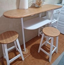 Breakfast Bar Table And Stools Kitchen Dining Room Furniture Set Space Saving