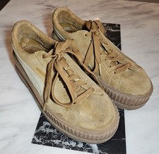 Fenty X Puma Women’s Sz 5.5 Cleated Creeper Platform Shoe Golden Brown Suede
