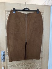 Women's Tan Faux Suade Skirt