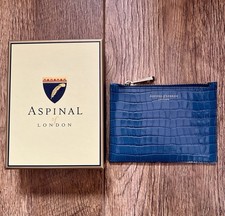 Aspinal of London Blue Leather Small Flat Pouch New