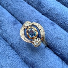 Antique 18K gold blue sapphire