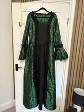 Green and Black Medieval Renaissance Fancy Dress Costume Dress Size M 10